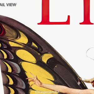 Art Nouveau Butterfly Wall Art 1922 Life Magazine Cover Art Flapper Butterfly Detail View