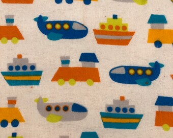 Planes Trains and Boats! Flannel blanket