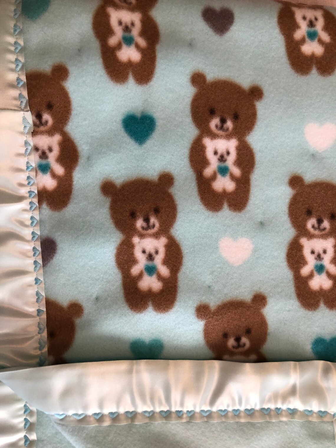 Blue Baby Teddy Bears Fleece Blanket Etsy