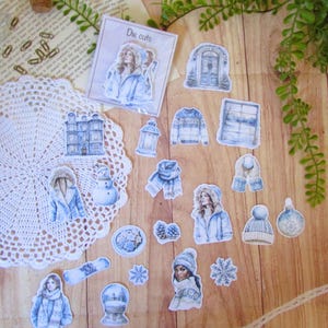 Pack de die cuts "Blue winter " découpe en papier pour scrapbooking, art journal, planner, bullet journal, journaling,
