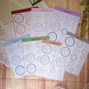 Planche de stickers « ephemera rond » autocollants bullet journal, planner, art journal, journaling, scrapbooking