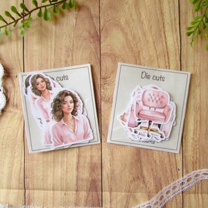 Pack de die cuts "Pink and gold planner" decoupe en papier pour scrapbooking, planner, bullet journal, art journal, journaling