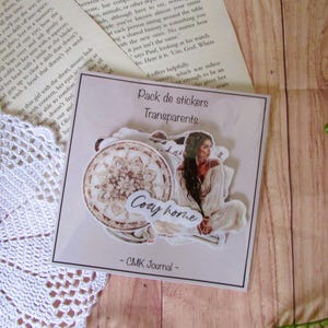 Confezione di adesivi trasparenti "Boho" per diario d'arte, diario, scrapbooking, diario spazzatura, fustellati di adesivi trasparenti, diario di proiettili