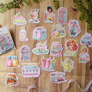 pack de die cuts "vintage diner" découpe en papier pour scrapbooking, art journal, junk journal, journaling, bullet journal