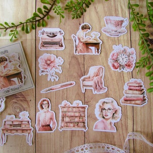 Pack de 12 die cuts pour scrapbooking, art journal, planner, bullet journal, stickers