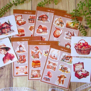 Planche de stickers "Rustic cottage" autocollants pour bullet journal, art journal, planner, journaling