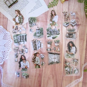 Adesivi a nastro ad anello 7x100cm stile rustico cottagecore, diario d'arte, journaling, diario creativo, scrapbooking