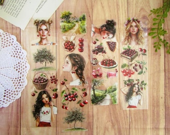 Boucle de stickers tape 7x100cm Cherry, art journal, journaling, junk journal, creative journal, scrapbooking