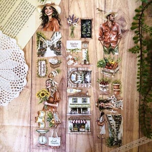 Adesivi a nastro ad anello 7x100cm Mercato estivo, diario d'arte, journaling, diario spazzatura, diario creativo, scrapbooking