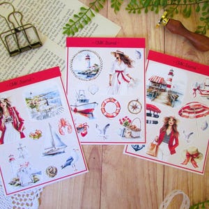 Planche de stickers "Cape Cod" autocollants pour bullet journal, planner, art journal, scrapbooking, journaling