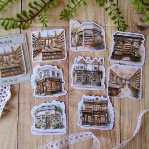 Pack de 8 die cuts "Bookstore" découpe en papier pour scrapbooking, planner, bullet journal, art journal, journaling