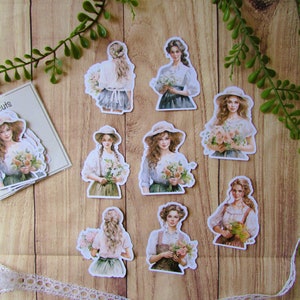 Pack de die cuts "vintage spring girls" découpe en papier pour scrapbooking, art journal, planner, bullet journal, journaling