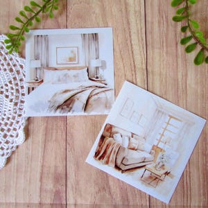 Stickers de fond "cozy" pour art journal, journaling, bullet journal, planner, scrapbooking, background stickers, ephemera