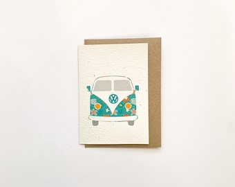 Combi Van Volkswagen - Plantable seeded paper greeting card