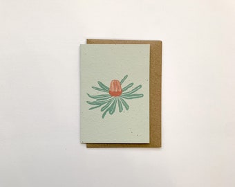 Banksia Native flower - Plantable seeded paper greeting card
