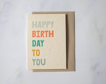 Happy birthday - Plantable seeded paper greeting card