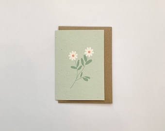 Green daisies - Plantable seeded paper greeting card