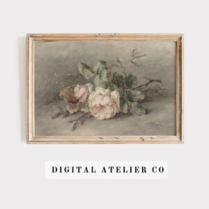 Vintage Flower Still Life print Painting | Antique French Flower Painting | Rustic European Wall Art | Vintage wall art 2122