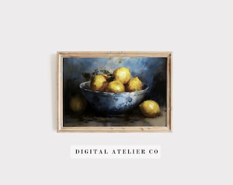 Vintage Lemon Still Life Print: Rustic Kitchen Wall Art (Digital Download) 2217