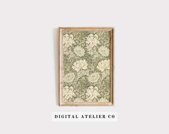 Vintage Floral Textile Art Print: Rustic Cottagecore Wall Decor (Digital Download) 2136