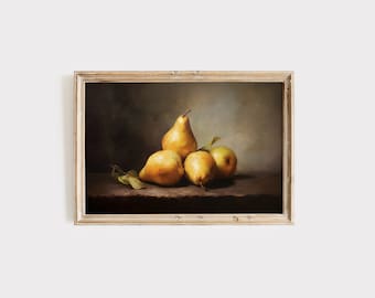 Vintage Pear Fruit Print Painting Kitchen Print Vintage Still Life Print Rustic Pear Wall Art Vintage wall art Print home Wall decor 2264