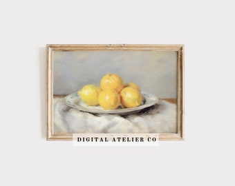 Lemon Art Fruit Print Lemon Wall Art Kitchen Print Lemon Kitchen Decor Vintage Fruit Painting Farmhouse Kitchen Decor Fruit Still Life 2272