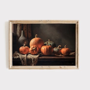 Vintage Fall Pumpkin Farm print Still life wall art decor for Kitchen art print, Autumn Food Vegetable print 2238