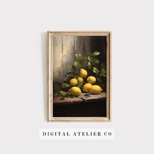 Pittura di frutta vintage Stampa di limone Stampa di natura morta vintage Stampa di limone rustico Wall Art Stampa di arte della parete vintage casa Decorazione della parete Arte antica / 2198