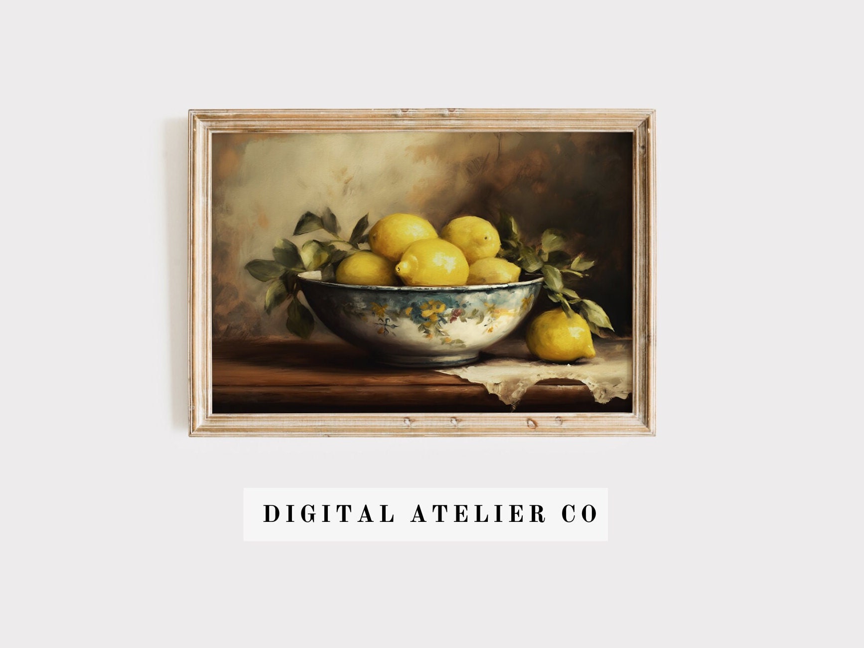 Vintage Lemon Fruit Print Painting Kitchen Print Vintage Still Life Print Rustic Lemon Wall Art Vintage wall art print home Wall decor 2203