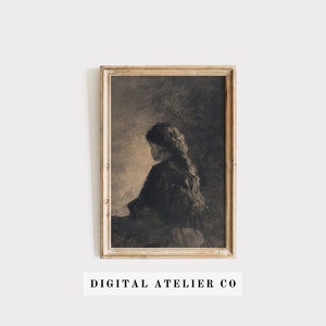 Moody Portrait Print Girl Painting Victorian Art 2068