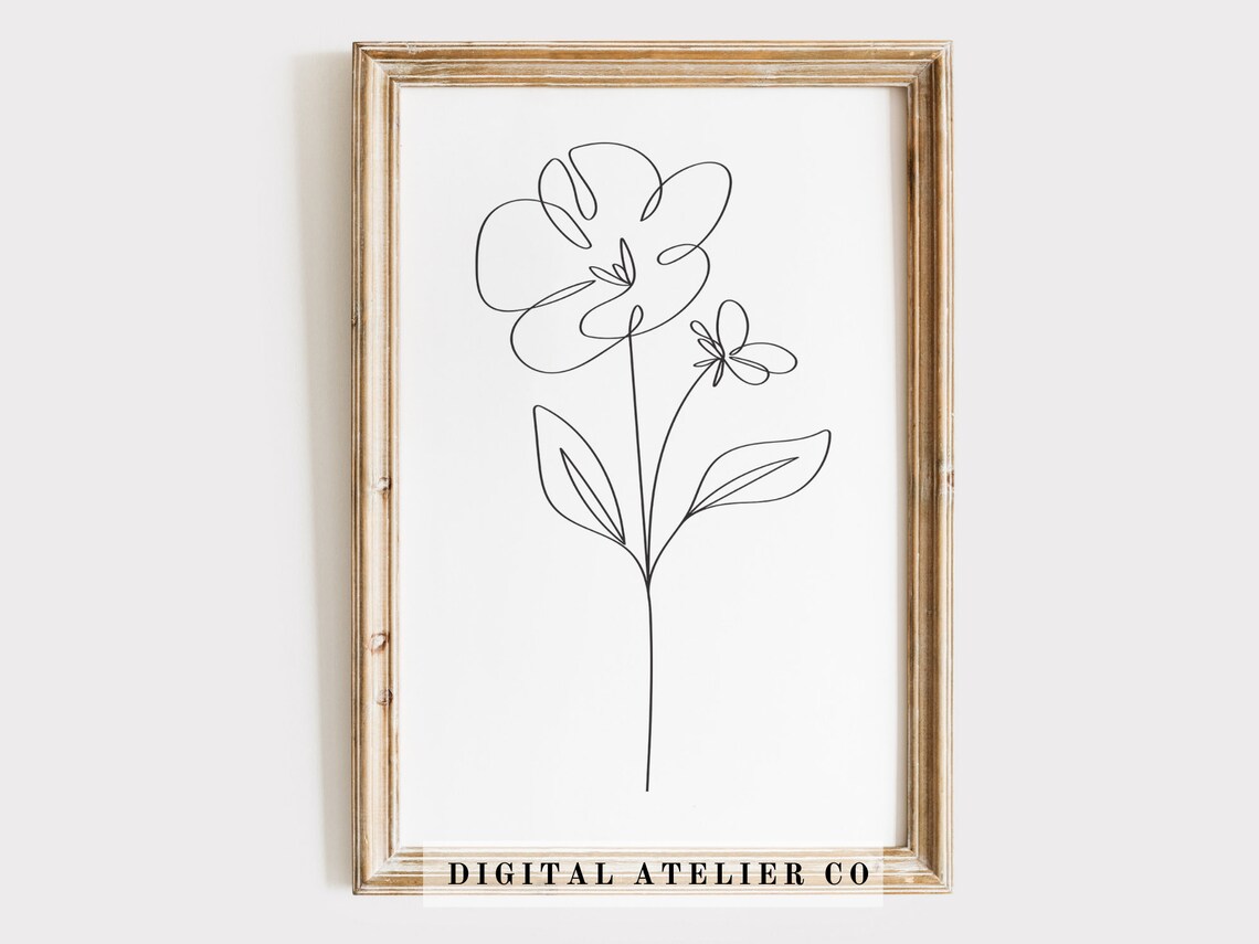 Birth Flower February Violet Line Drawing Home Printable Flower Line ...