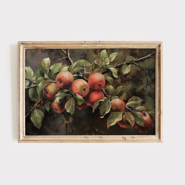 Vintage Apple Tree print, Fruit Print for Kitchen art, Apple painting 2243