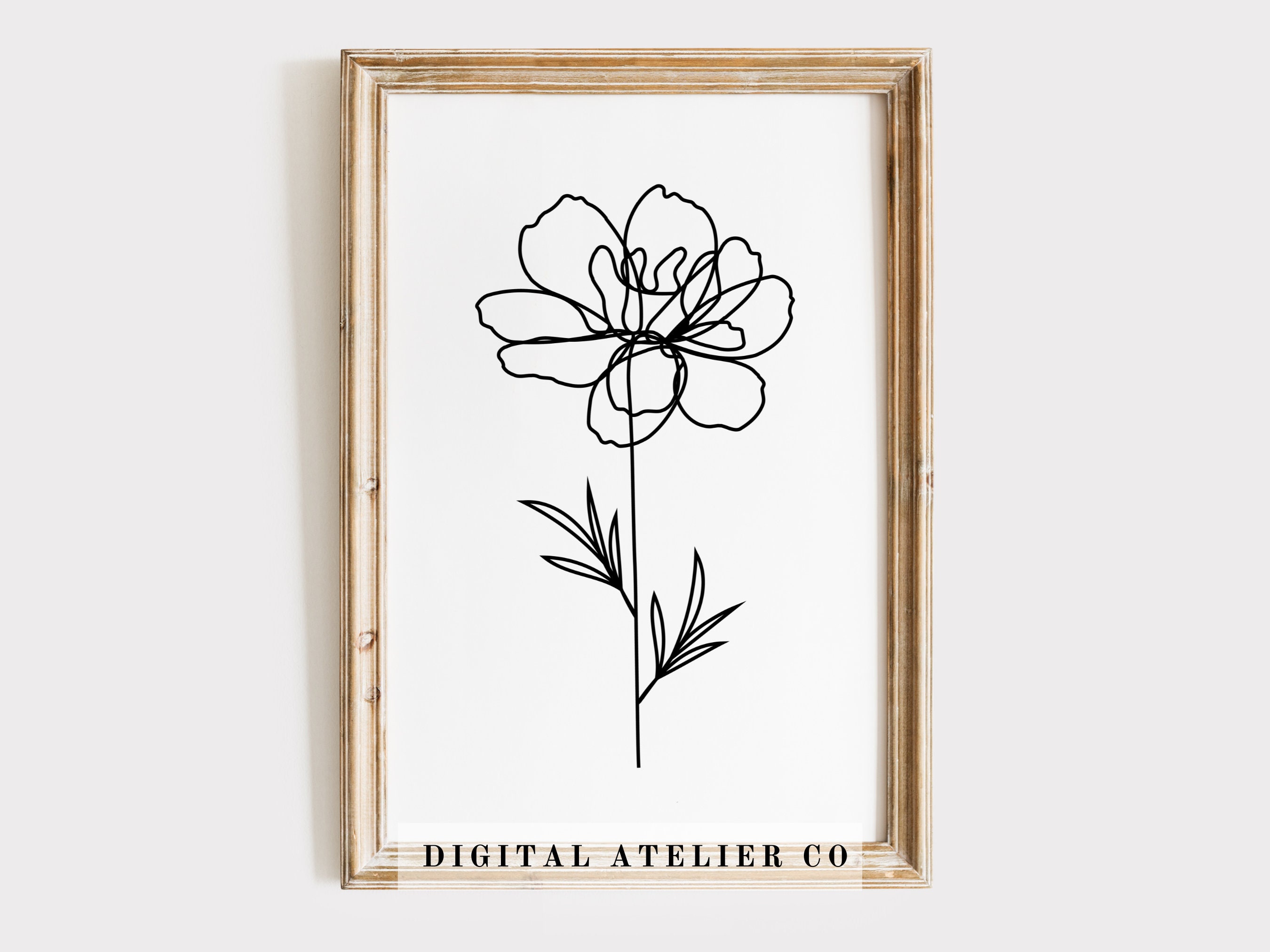 Birth Flower October Marigold Line Drawing Home Decor Printable Flower Line  Art Continuous Line Wall Art Black and White Tattoo Floral Print - Etsy, image size:2700x2025