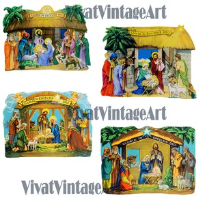 Viktorianische Weihnachtskrippe. Jesuskind in Krippe PNG und JPG Scrapbooking-Set. Sofortiger Download 1900er Jahre Originalschnitte Scan