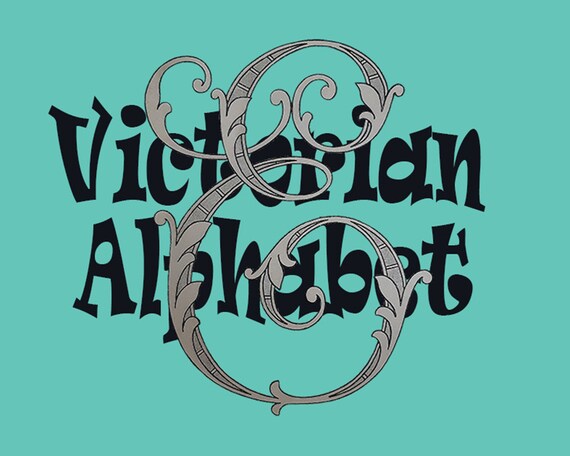 Victorian alphabet digital download. High resolution 300dpi scan, JPG format. Instant download. Full alphabet.