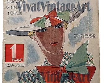 Original vintage French fashion magazine Nouveaute. 39 pages of original vintage fashion. Rare 1930s vintage
