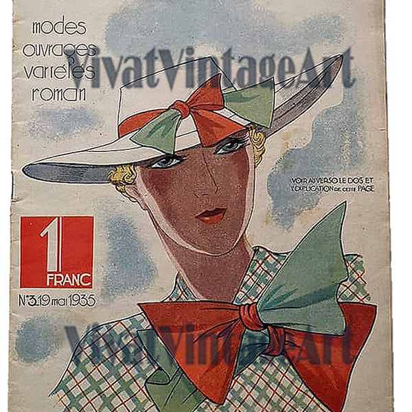 Original vintage French fashion magazine Nouveaute. 39 pages of original vintage fashion. Rare 1930s vintage