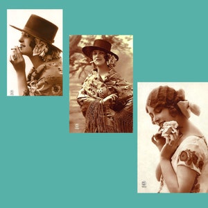 Set von 3 Vintage Fotografie Postkarten. Hochauflösende 900dpi Sepia Postkarten digital restauriert. Sofortiger Download. 1920er Jahre Vintage