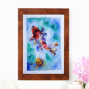 Koi fish painting original, Watercolor fish