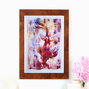 Koi Fish painting original, Abstract watercolor fish painting