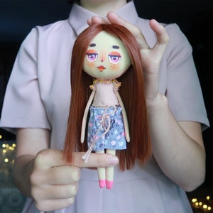 Textile art doll handmade