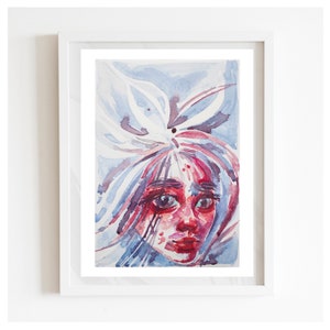Original watercolor portrait, Abstract watercolor portrait, Hand painted Abstract wall decor