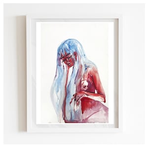 Naked woman Original watercolor portrait, Watercolor portrait painting, Hand painted Abstract wall art, Portrait home decor