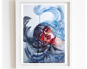 Original watercolor portrait, Watercolor portrait painting, Hand painted Abstract wall art, Portrait home decor