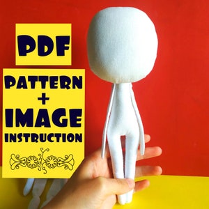Doll body pattern sewing with tutorial PDF 9&quot;
