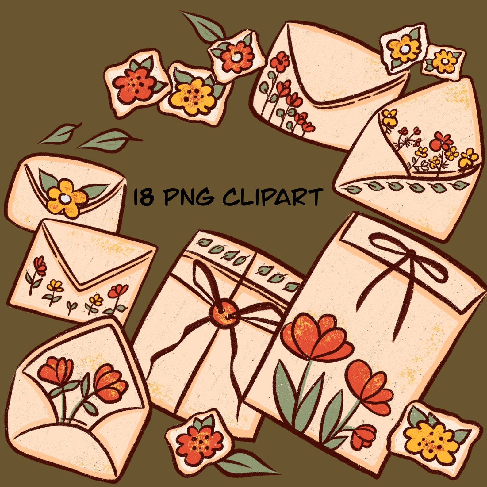Cute Printable Mail Envelopes for Letters, Envelope With Flowers PNG ...