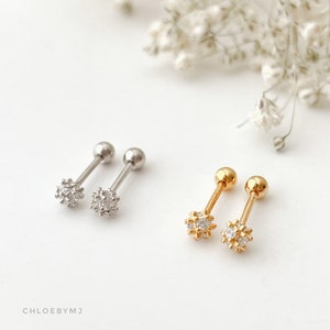 20g Dainty 3mm atomic ball screw back sterling silver piercing earrings, tiny ball screw back, scratch balls twist back screw ball closure