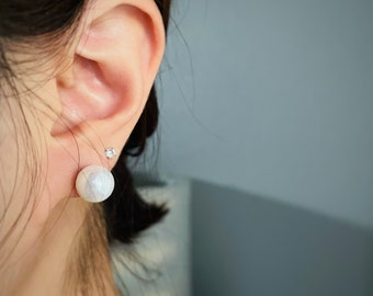 Dainty Pearl ball stud earrings Sterling silver, Tragus stud, dot stud, cartilage, ivory pearl earrings, silver 925, cleanwater, freshwater