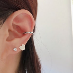 Hoop Sterling silver ear cuffs, bold wave, classic twist hoop, rope earrings, oxidized sterling silver, fine-polished rope,no piercing
