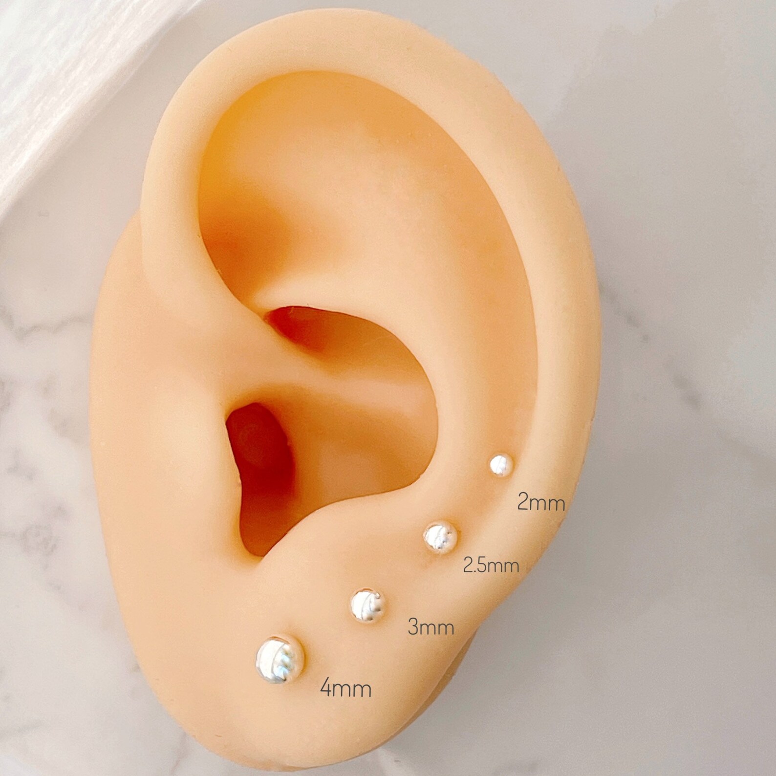 Dainty Ball Earrings Sterling Silver Dot Stud Earrings Etsy